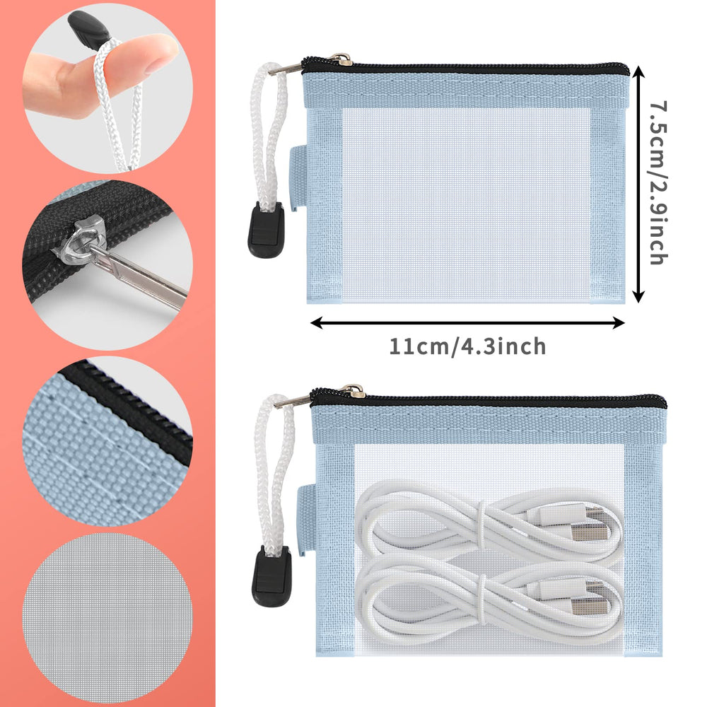Classycoo mini zipper mesh bags multi-color pack keeps cosmetics and coins stylishly
