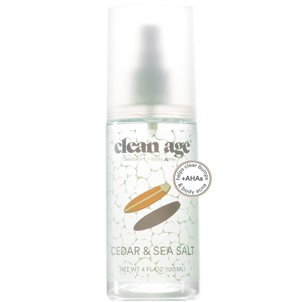 Clean Age cedar deodorant bottle with natural scent for daily freshness
