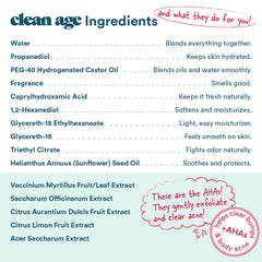 Clean Age Waves label closeup highlights cruelty-free, vegan, paraben-free ingredients.