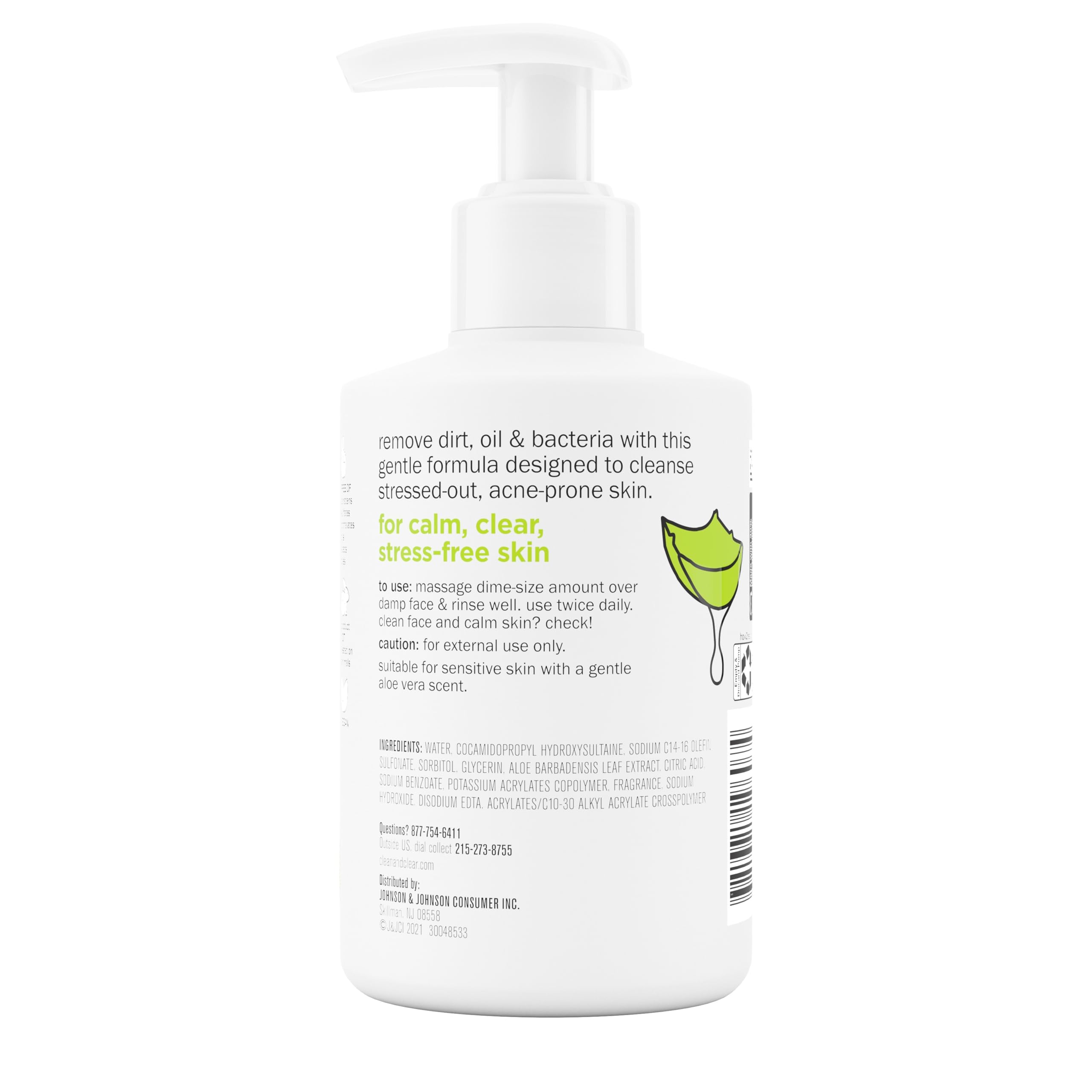 Clean & Clear aloe vera scented cleanser conveys refreshing morning cleanse experience.
