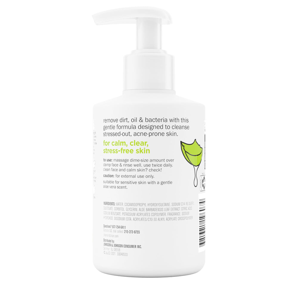 Clean & Clear aloe vera scented cleanser conveys refreshing morning cleanse experience.
