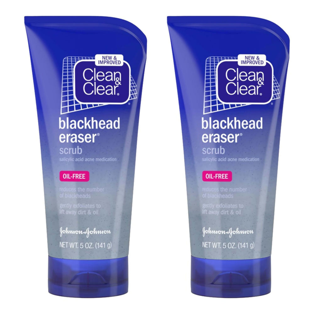 Clean & Clear Blackhead Eraser 2-pack box highlighting daily oil-free cleansing