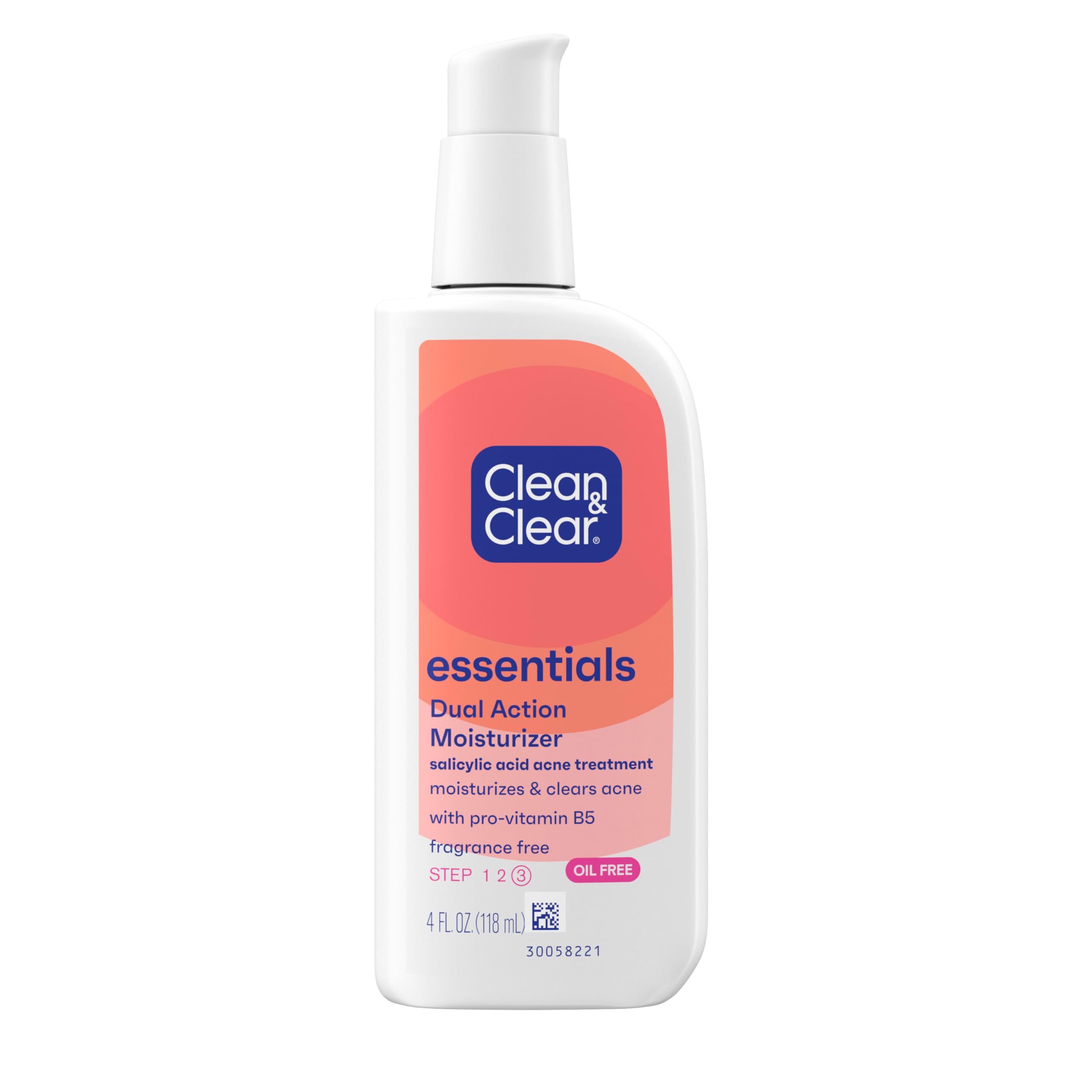 Clean & Clear Essentials oil-free moisturizer bottle delivering lightweight hydration and acne support.