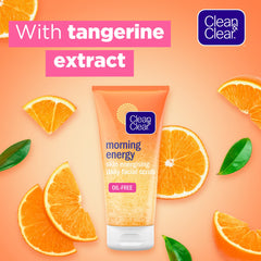 Clean & Clear Morning Energy apply motion shows easy daily use in a quick routine.