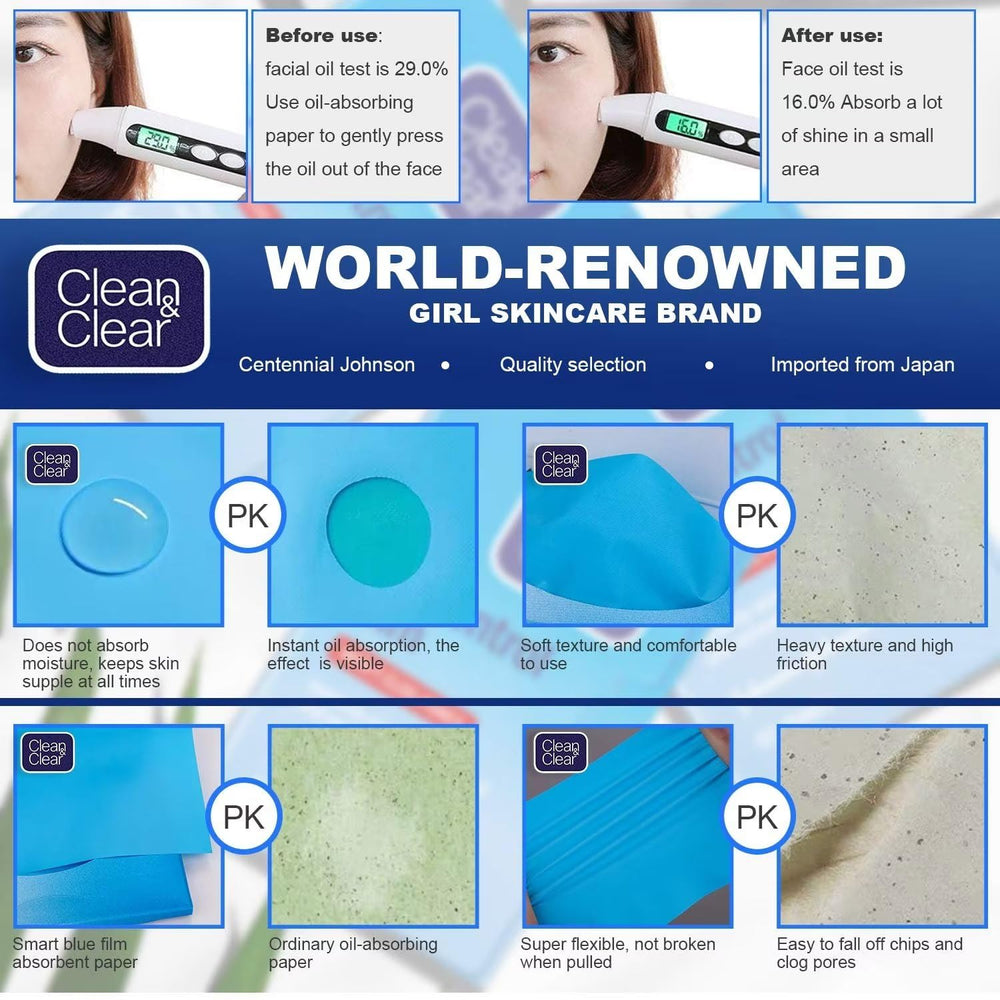 Clean & Clear Oil Control Film application on face eliminating shine.