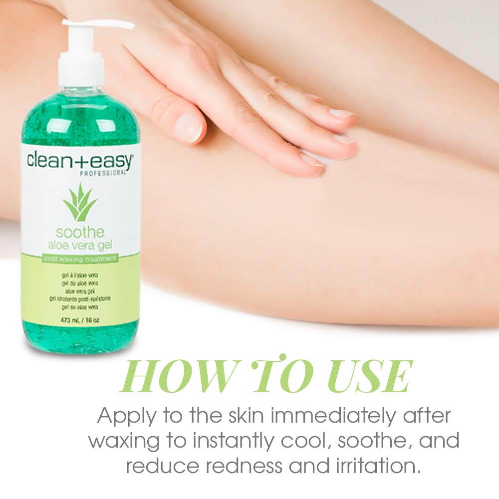 Clean + Easy Aloe Vera Gel removes wax residue from skin after waxing