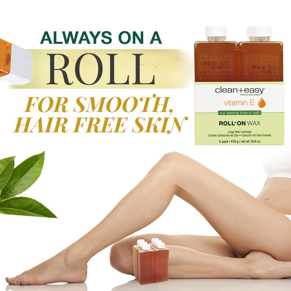 Close-up of Clean + Easy Vit E roll-on wax large refills