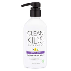 Clean Kids Naturally Tahitian Vanilla Body Lotion bottle delivers non-greasy hydration