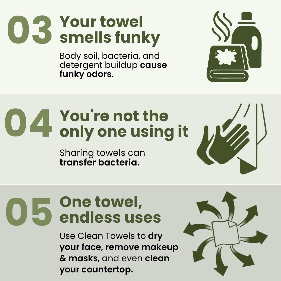Clean Skin Club Bamboo Viscose Clean Towels XL travel-friendly pack for on-the-go skincare.