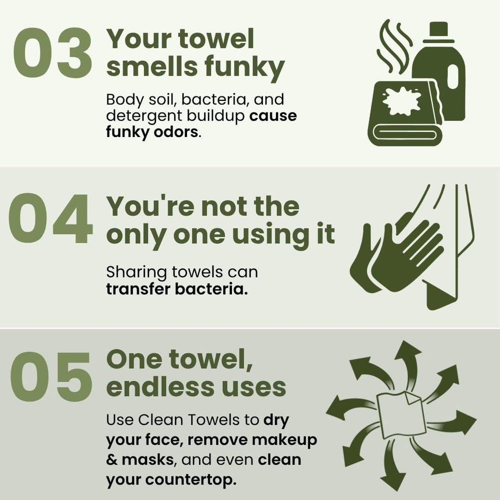 Clean Skin Club Bamboo Viscose Clean Towels XL travel-friendly pack for on-the-go skincare.