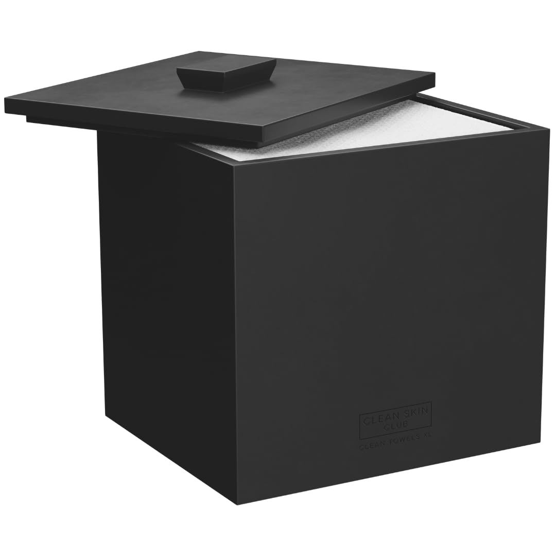 CLEAN SKIN CLUB cement box top view demonstrating stable storage for towels