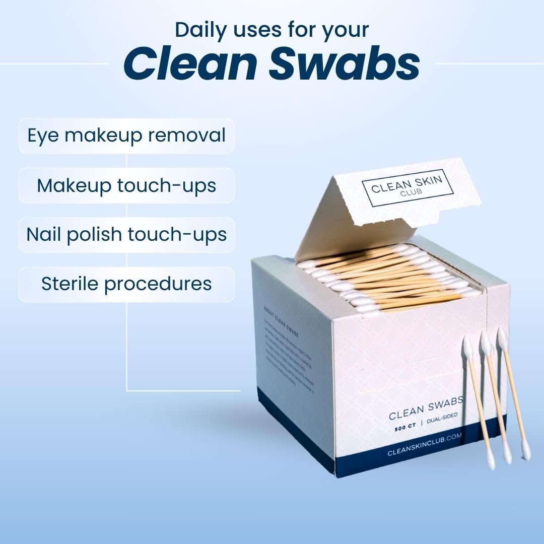 Clean Skin Club Clean Swabs sturdy bamboo connector supports durable use.
