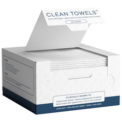 Clean Skin Club Clean Towels package shows 25 towels for convenient daily cleansing