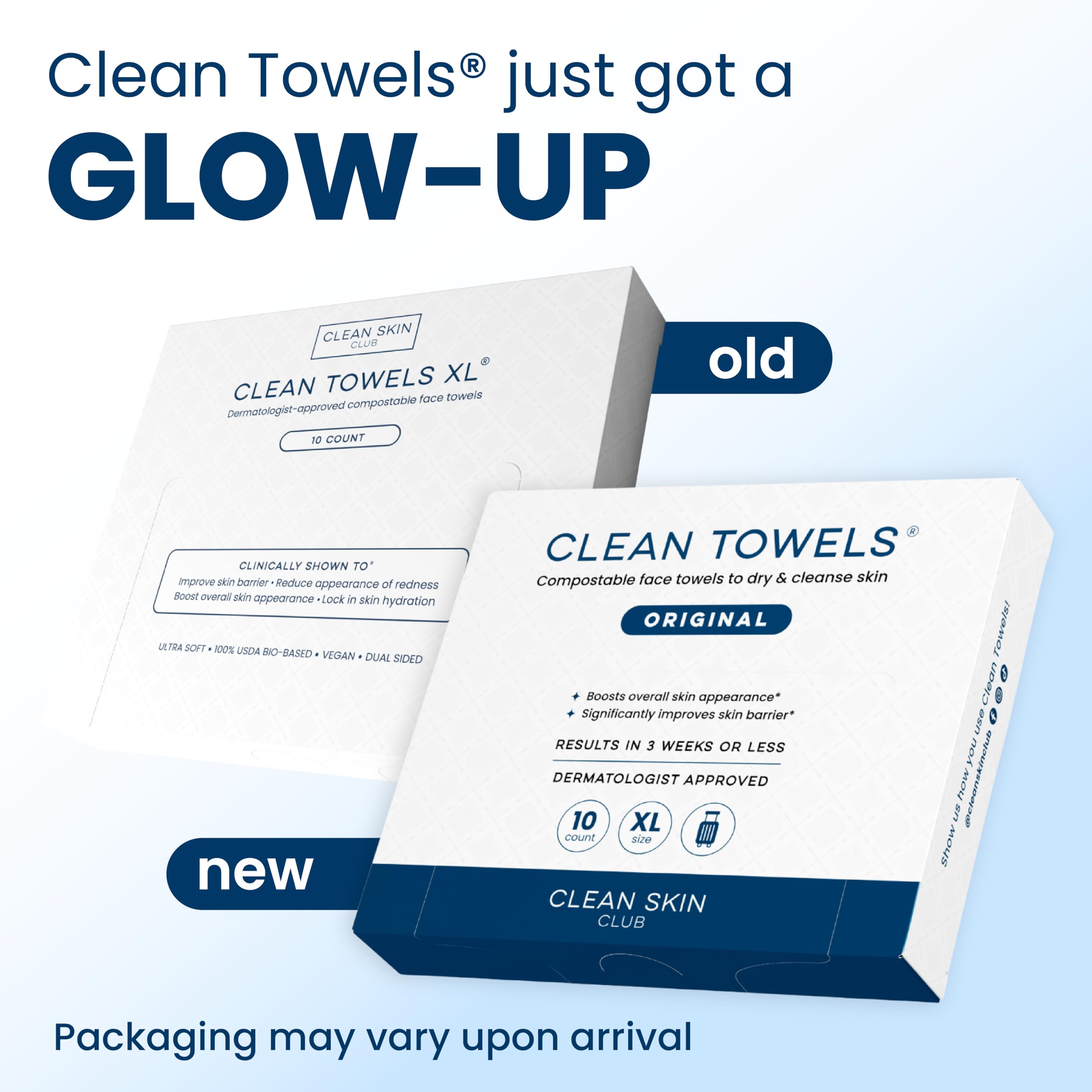 Clean Skin Club Clean Towels XL compact travel essentials layout