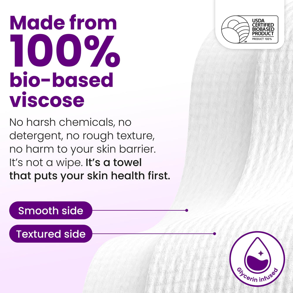 Clean Skin Club Healthy Aging Clean Towels XL 50 pack shot communicates convenient count.