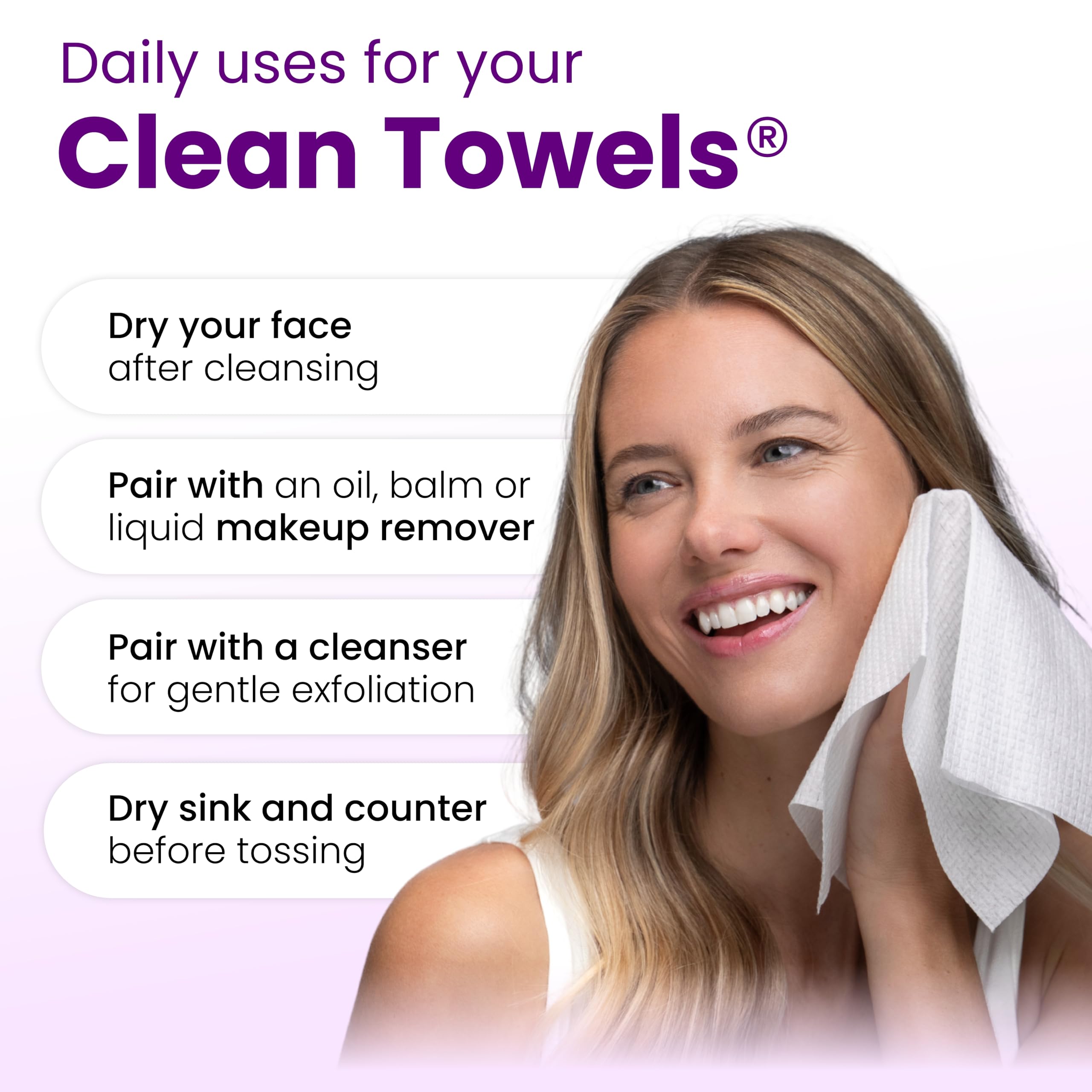 Clean Skin Club Healthy Aging Clean Towels XL brightness improvement indicator on packaging.