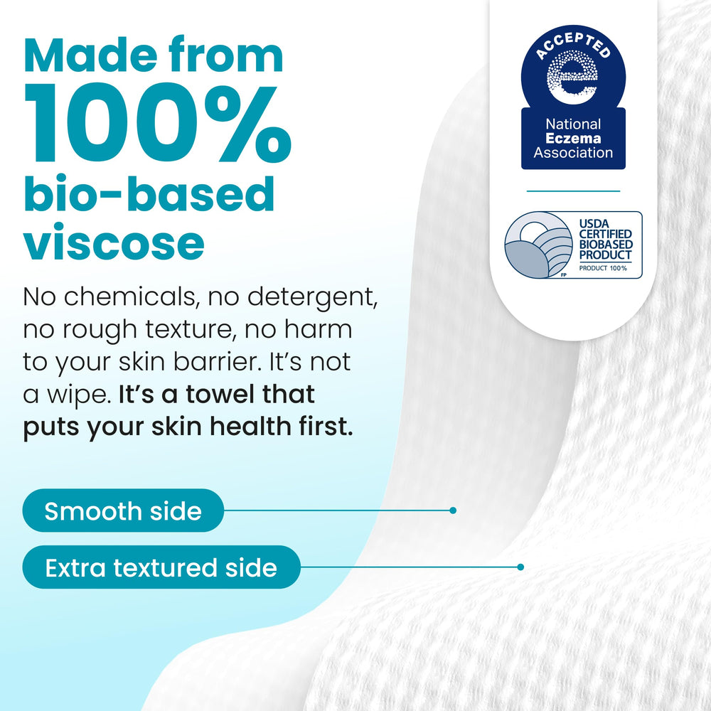 Clean Skin Club eczema association-approved towels support gentle cleansing for sensitive skin.