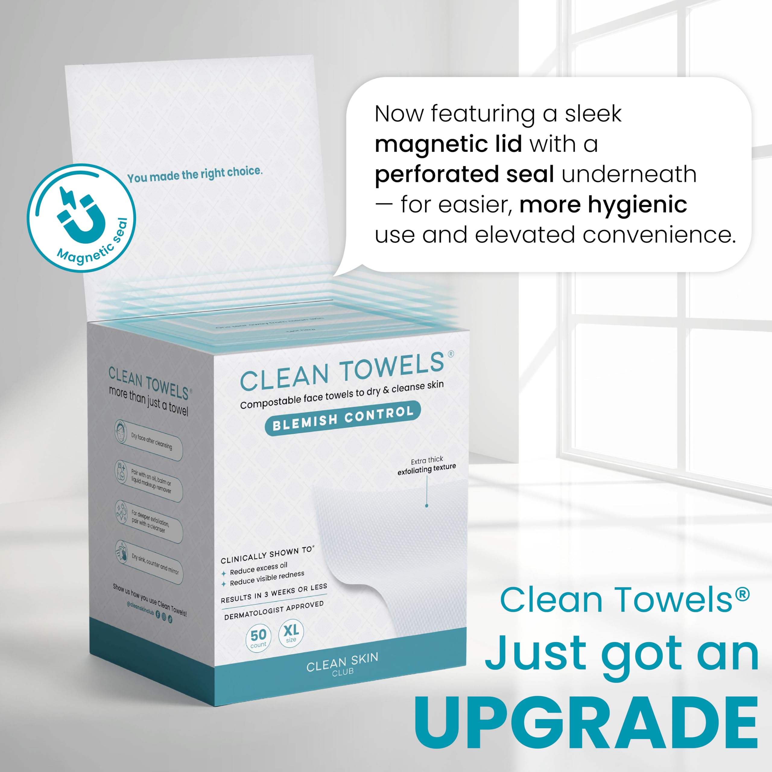 Clean Skin Club oil-control ritual with towels XL on the go supports quick skincare refresh.
