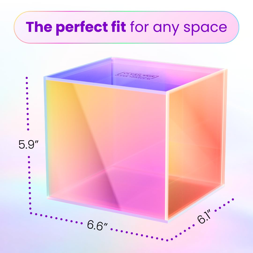 CLEAN SKIN CLUB Prism Box bold color brightens bathroom decor and storage.