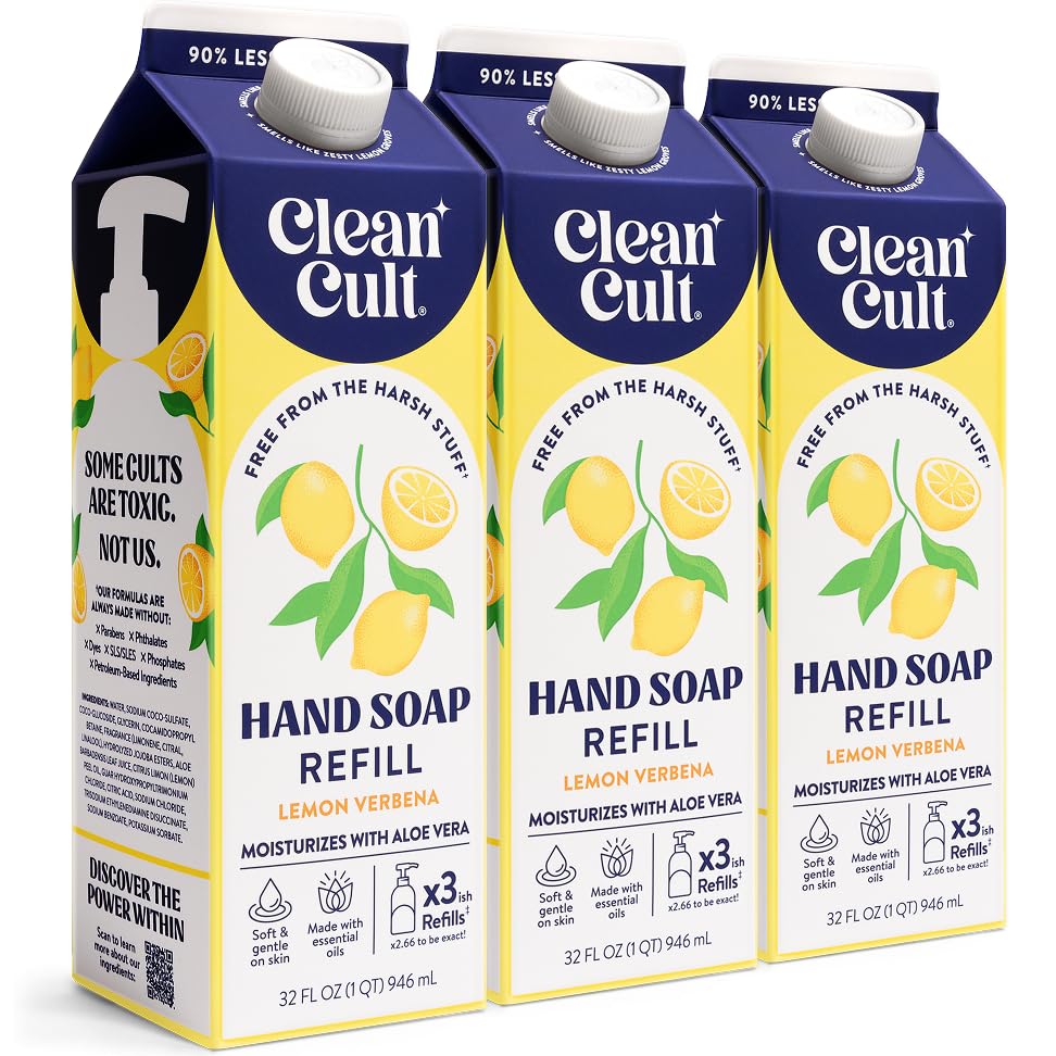 CleanCult lemon-verbena bottle pour—gentle, refreshing cleansing at the sink.
