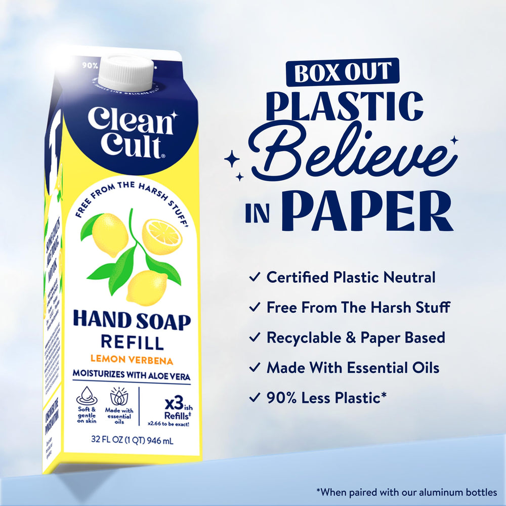 CleanCult lemon-verbena fragrance adds an uplifting scent during hand washing.