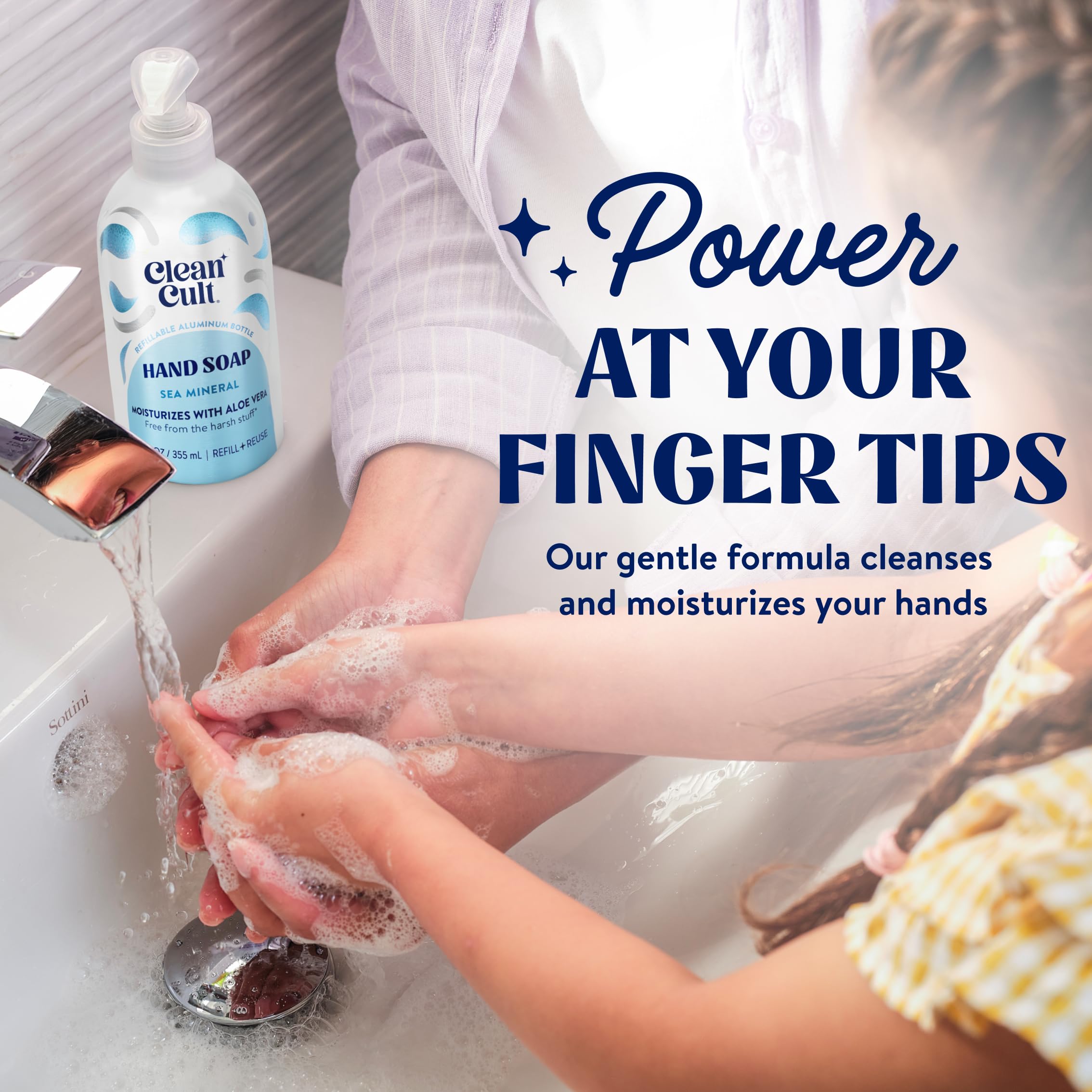 Essential oils bottle highlights fragrance-driven cleansing in Cleancult Sea Minerals line.