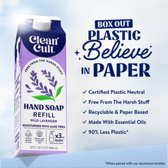 Cleancult wild lavender scent label detail highlights soothing aroma during handwashing.
