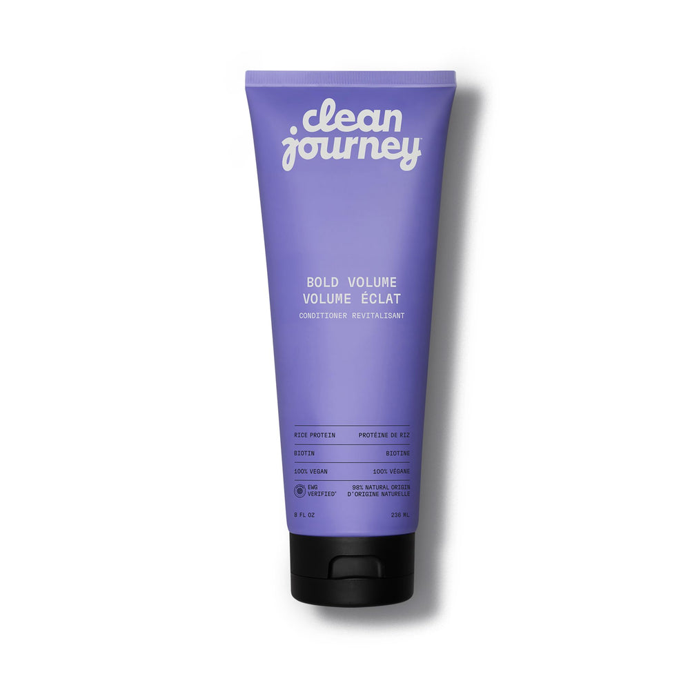 cleanjourney Bold Volume conditioner bottle-front highlights vegan, clean-ingredient formula for volume