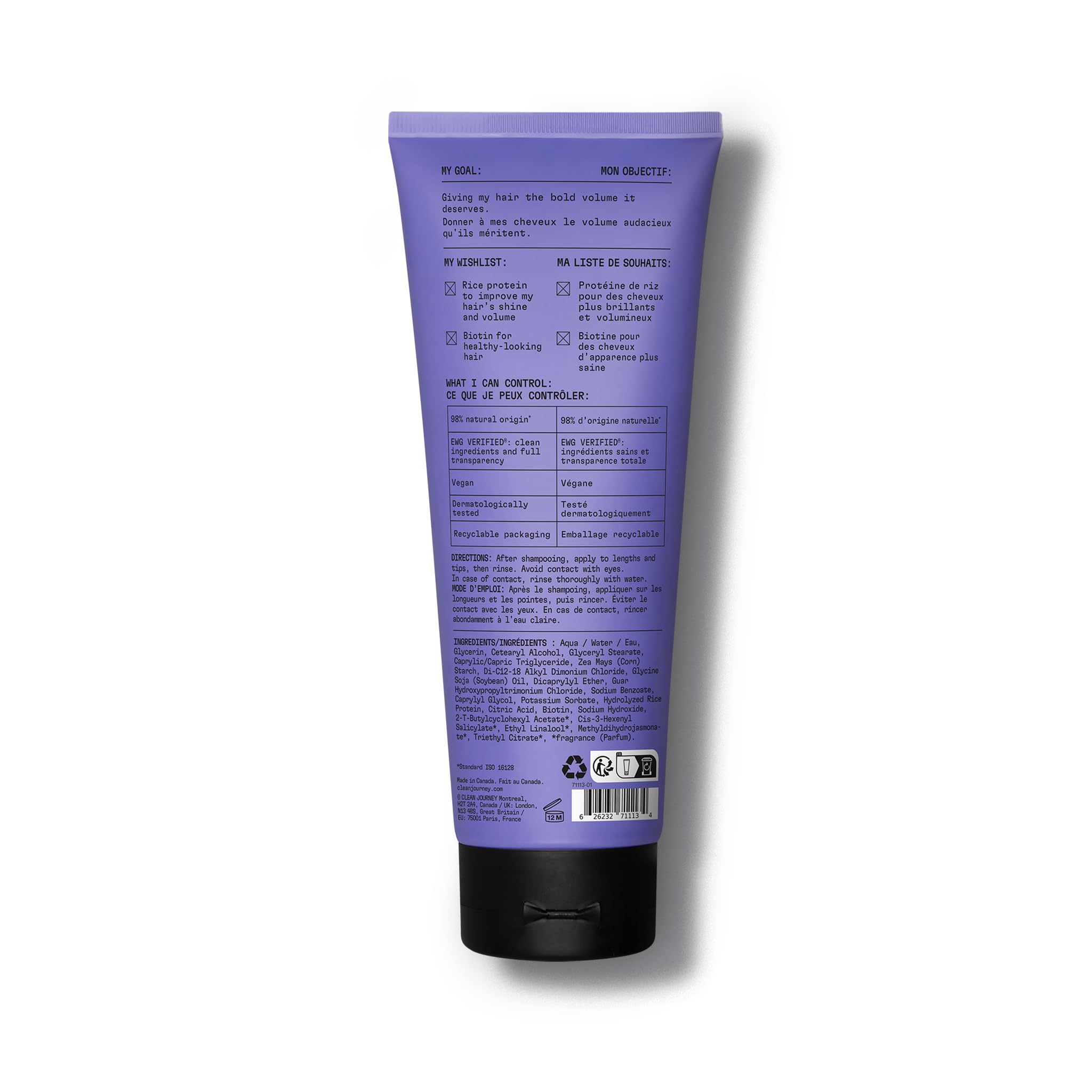 cleanjourney Bold Volume bottle-with-hair-application scene suggesting texture and styling
