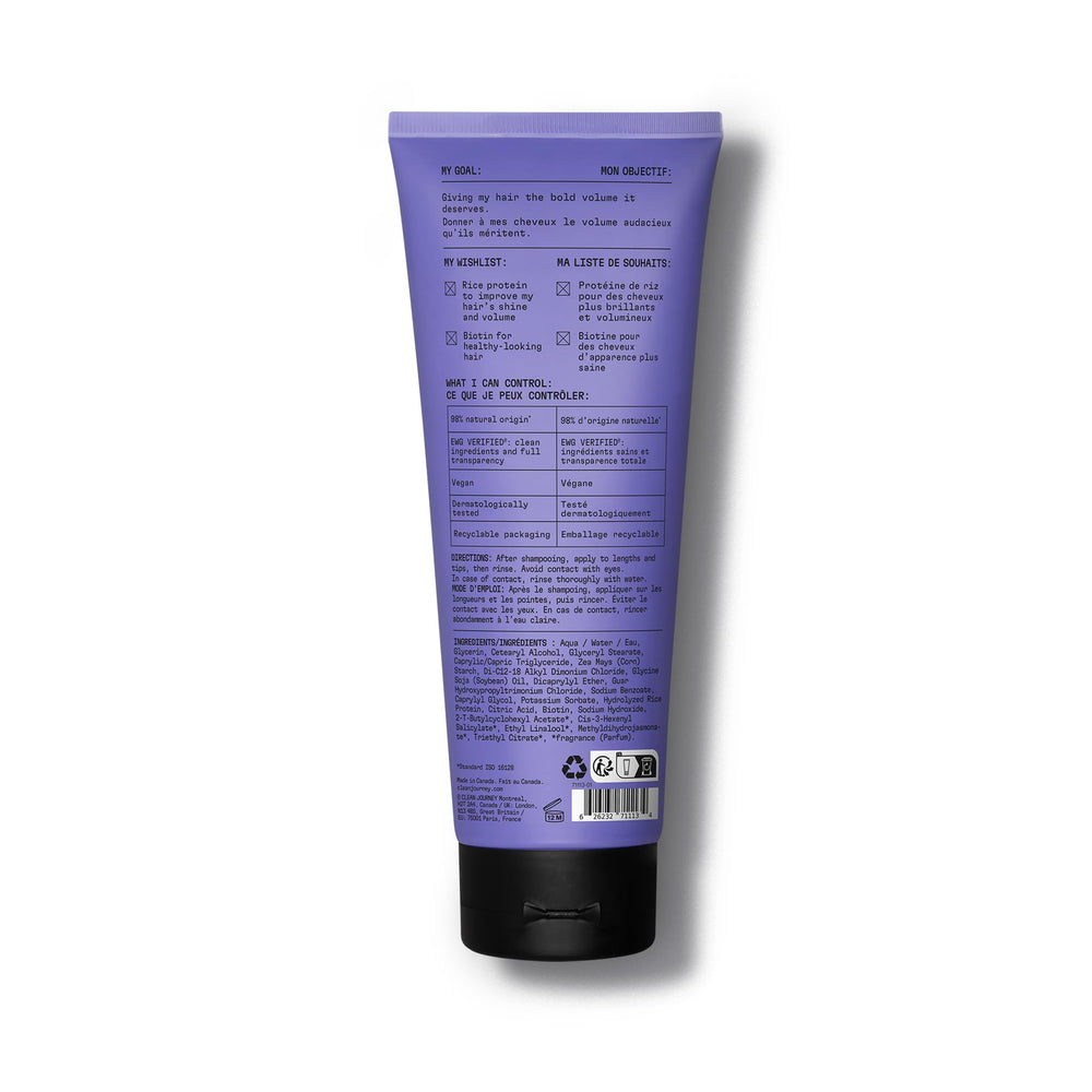 cleanjourney Bold Volume bottle-with-hair-application scene suggesting texture and styling
