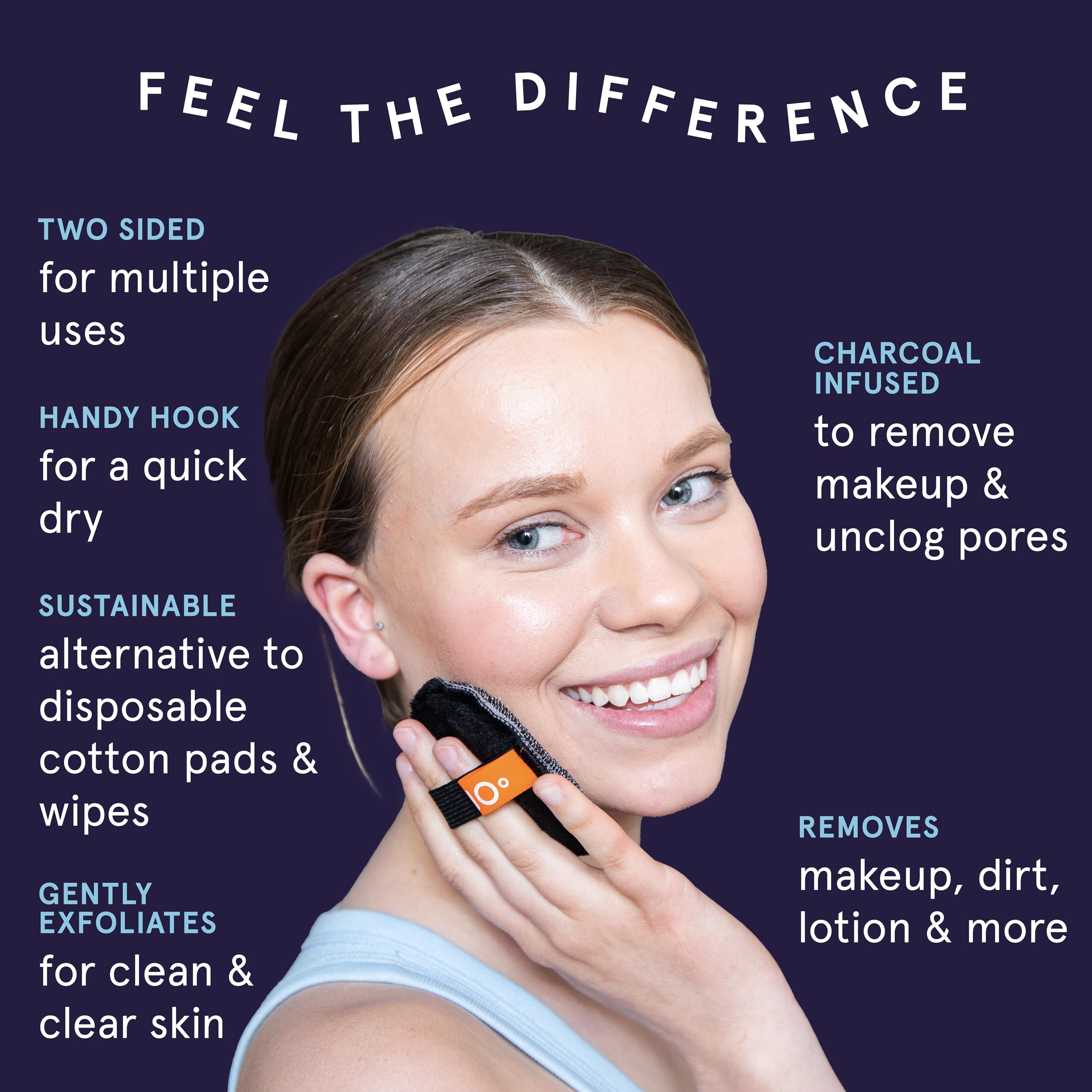 CleanLogic charcoal facial pads textured-side for deeper cleansing and pore refinement