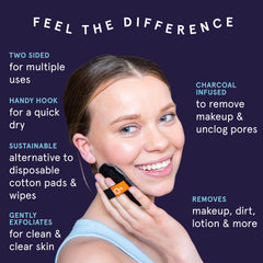 CleanLogic charcoal facial pads textured-side for deeper cleansing and pore refinement