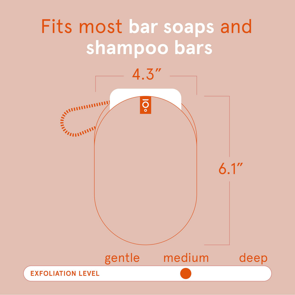 Cleanlogic soap saver in use with circular motions for deep clean and radiant skin.