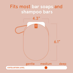 Cleanlogic soap saver in use with circular motions for deep clean and radiant skin.