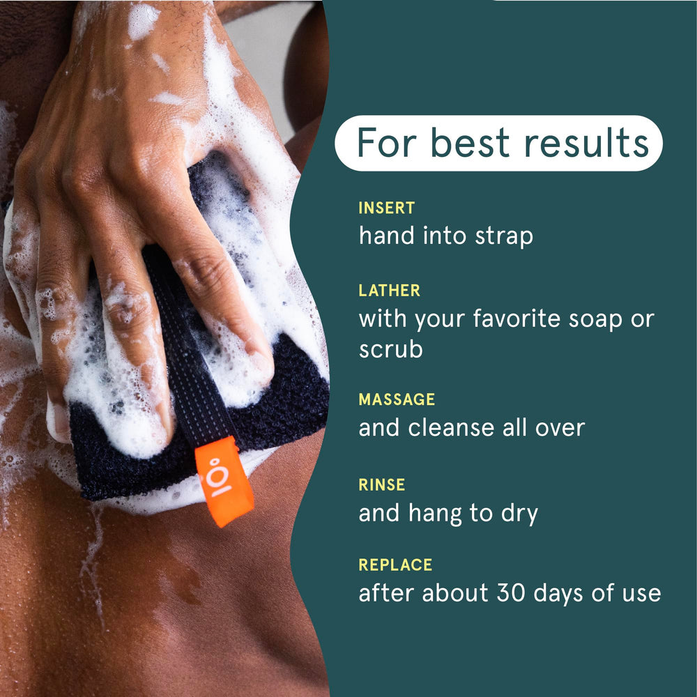 Cleanlogic Sport Exfoliating Body Scrubber color-variations image signals skin-friendly, all-skin-types suitability.