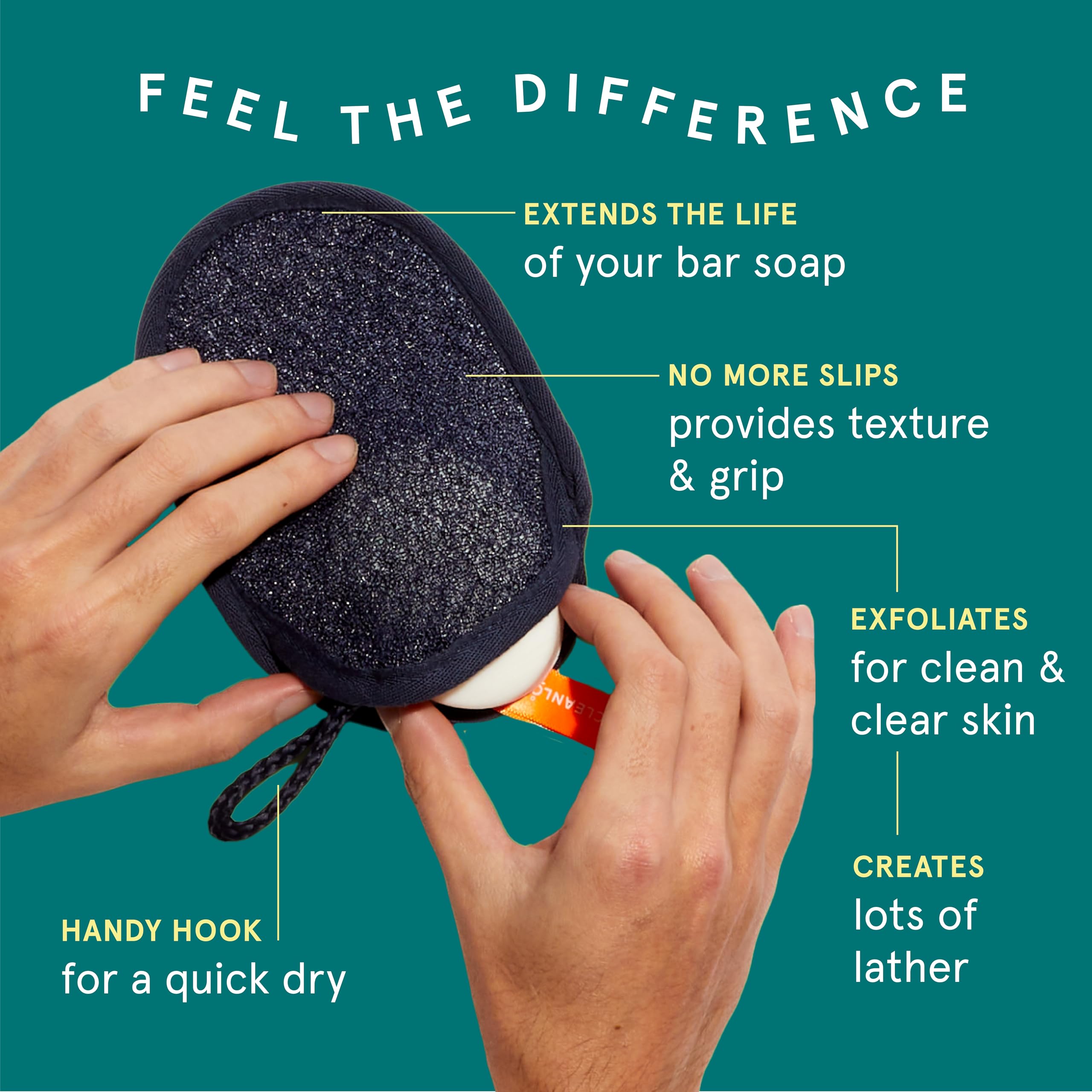 Cleanlogic Sport Exfoliator Scrubber closeup highlights gentle scrubbing for smoother skin after workouts.