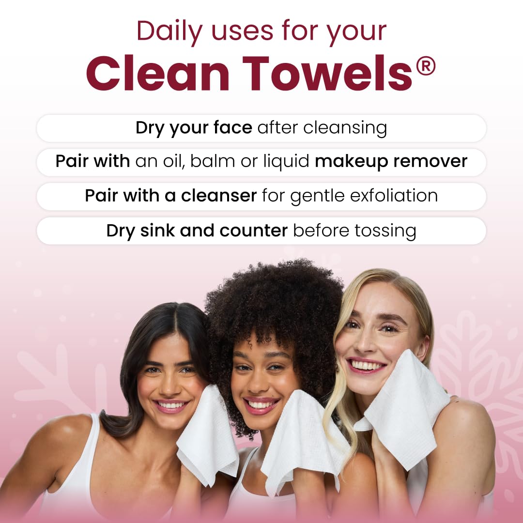 Clean Skin Club Clean Towels XL Gift-Ready box offers luxurious self-care options.