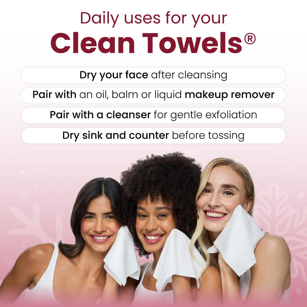 Clean Skin Club Clean Towels XL Gift-Ready box offers luxurious self-care options.