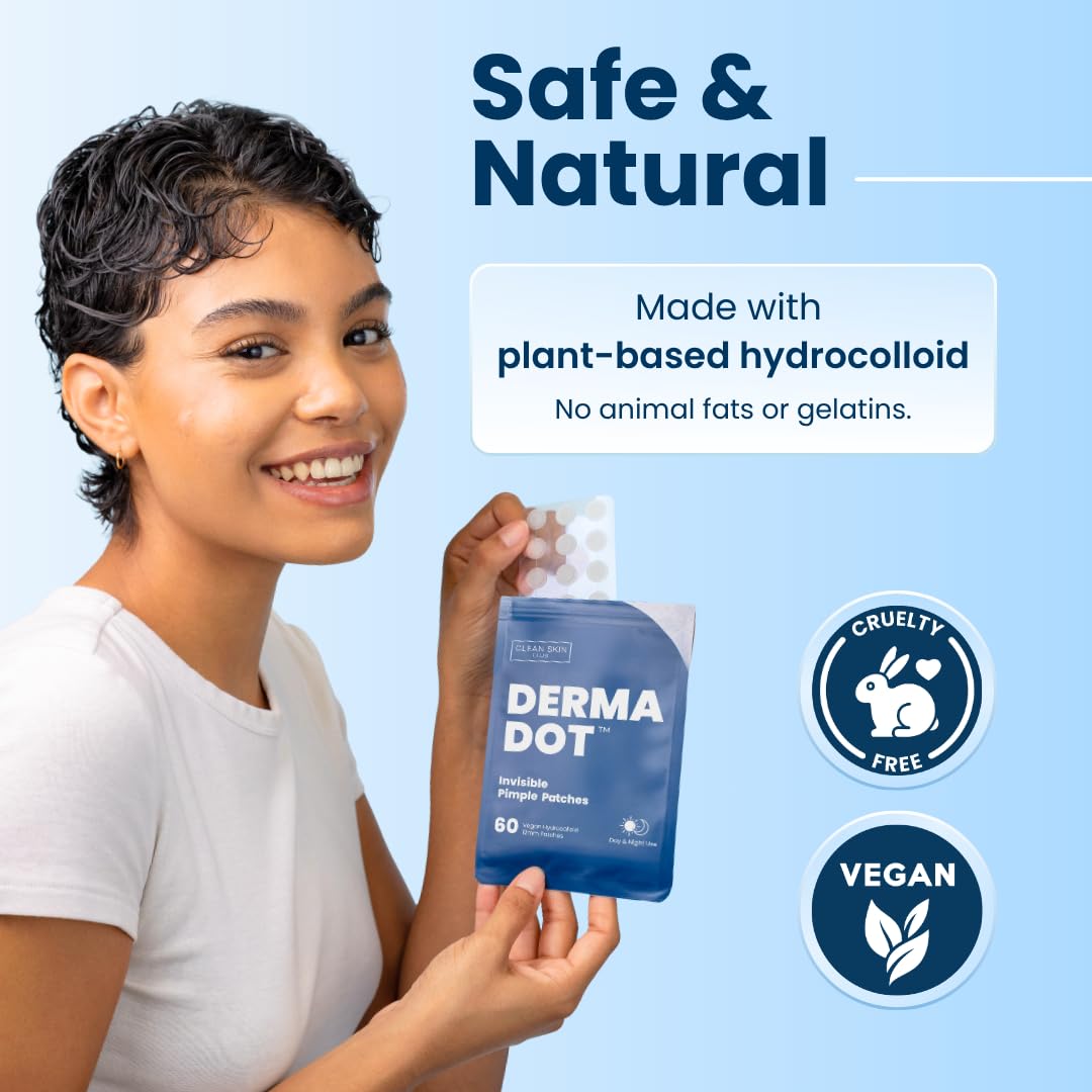 CLEAN SKIN CLUB DermaDot patch designed for up to 12 hours of wear.