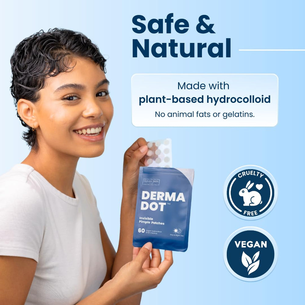 CLEAN SKIN CLUB DermaDot patch designed for up to 12 hours of wear.