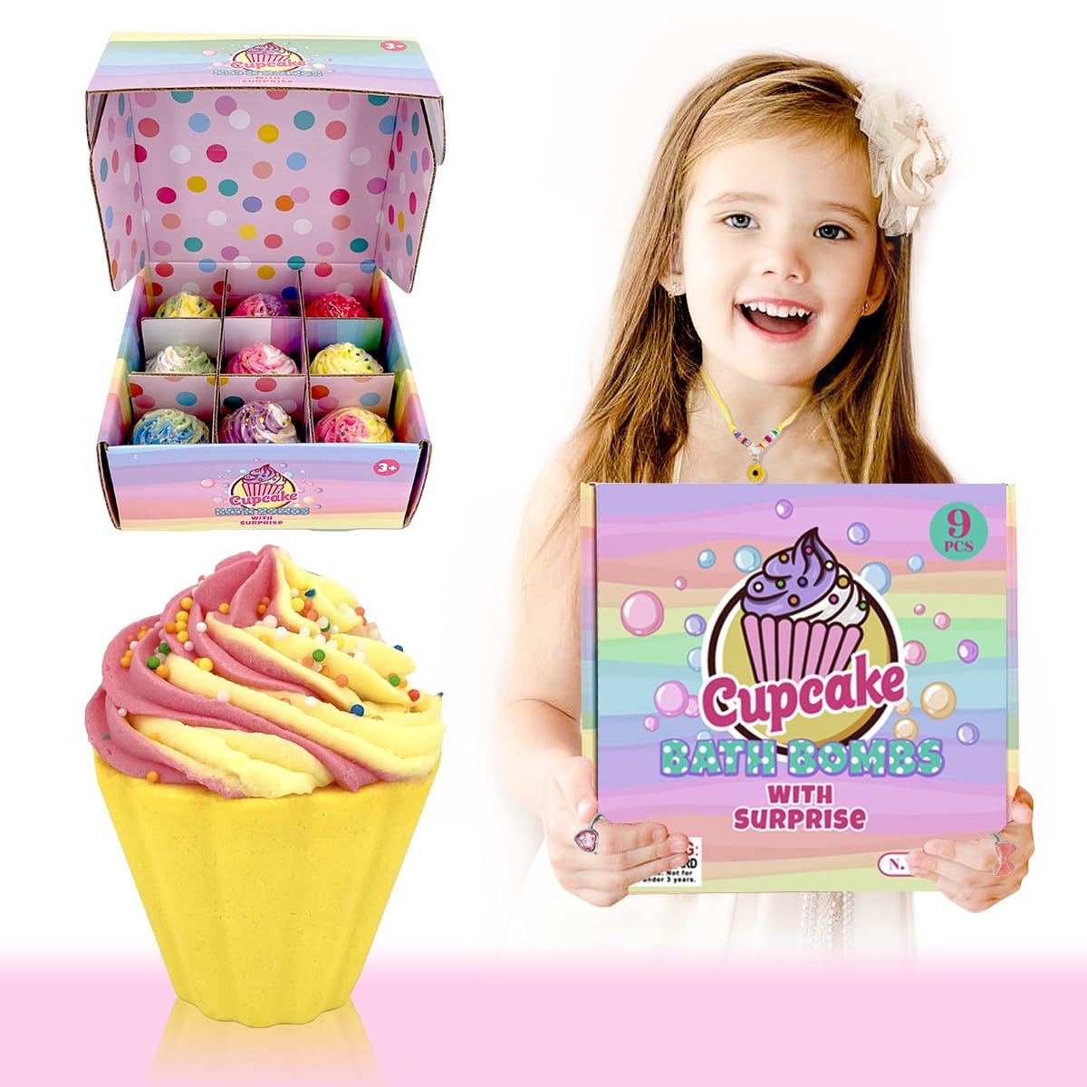 Clear and Fresh lavender cupcake bath bomb for calming bath time