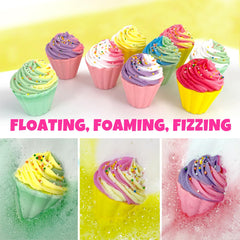Clear and Fresh rose oil cupcake bath bomb with pink color and aroma