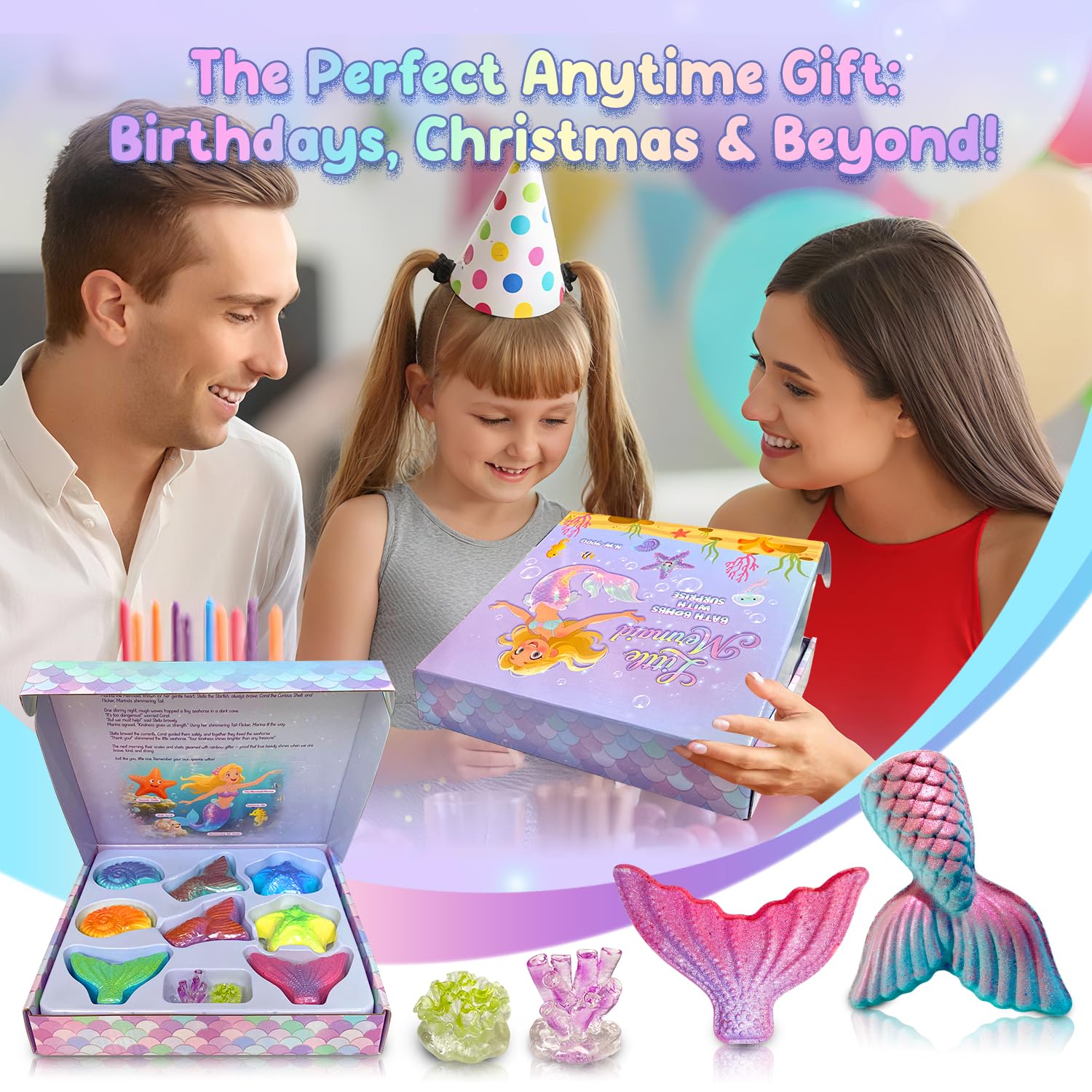 Clear and Fresh jumbo seashell and mermaid tail shapes spark imaginative play