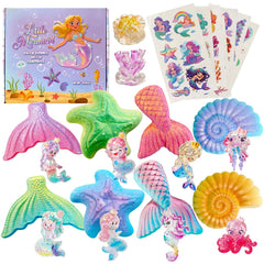 Clear and Fresh mermaid bath bombs packaging shows gift-ready ocean design for birthdays