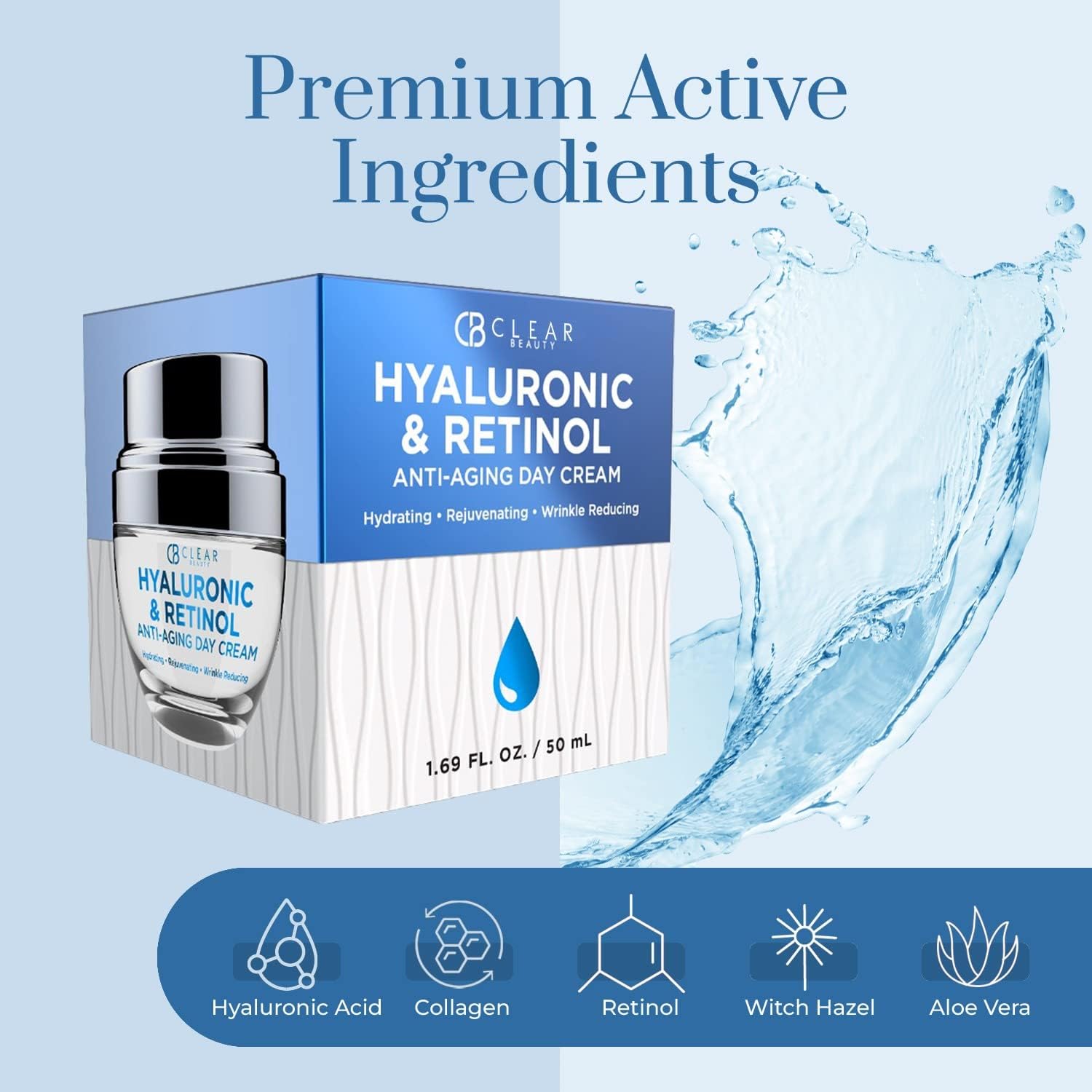 Closeup texture of Clear Beauty Hyaluronic Retinol for smooth, glowing skin