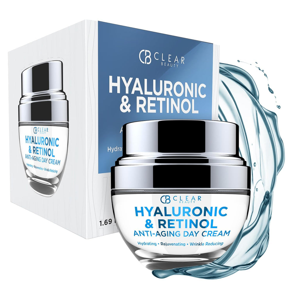 Clear Beauty Hyaluronic Retinol moisturizer jar showing hydrating day cream for dry skin