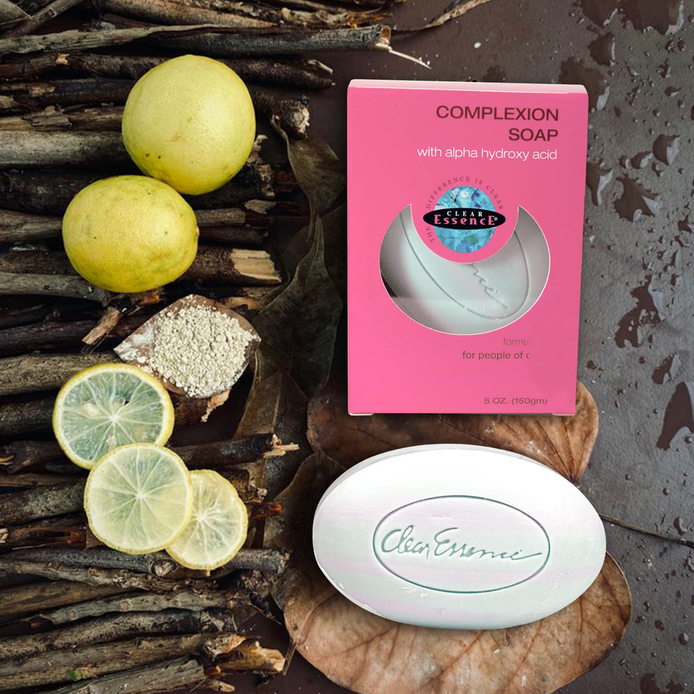 Clear Essence anti-aging soap bar lather shows exfoliating texture for smoother skin.