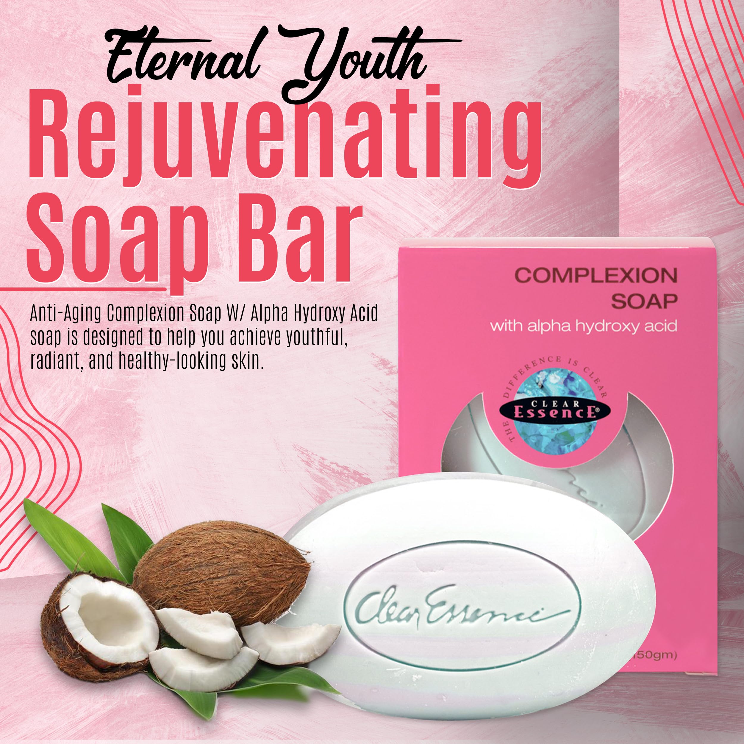 Clear Essence daily-use gentle formula image suggests all-skin-types suitability and safe cleansing.