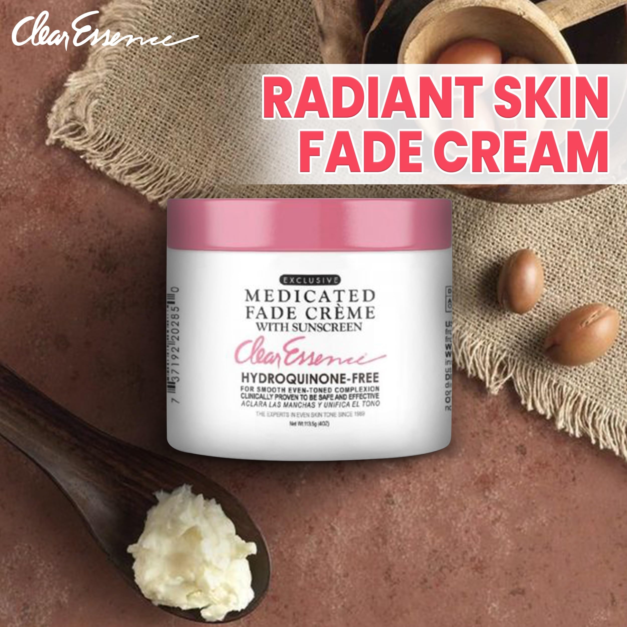 Clear Essence Exclusive Medicated Fade Creme dermatologist-tested label shown for trust