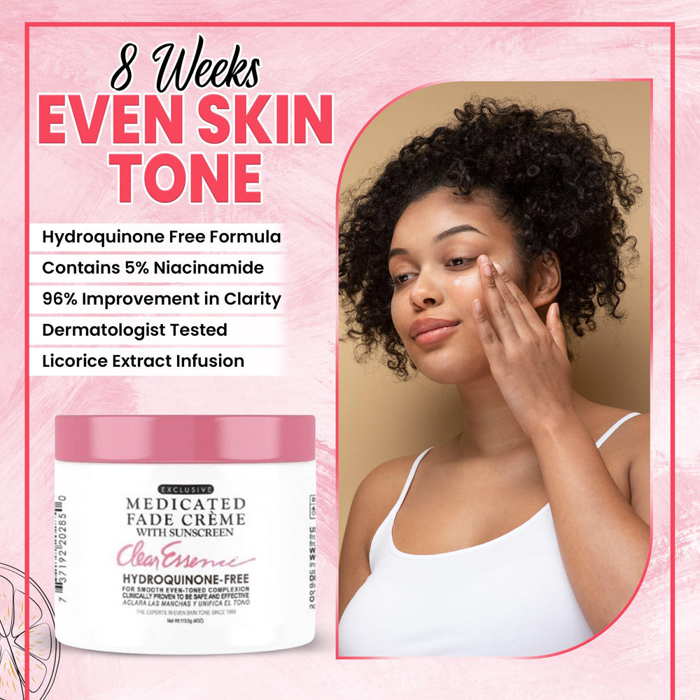 Clear Essence Fade Creme on face and hand demonstrates versatile use